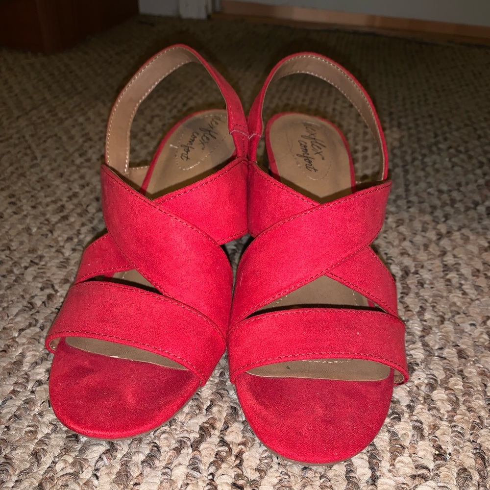 Red strappy heels